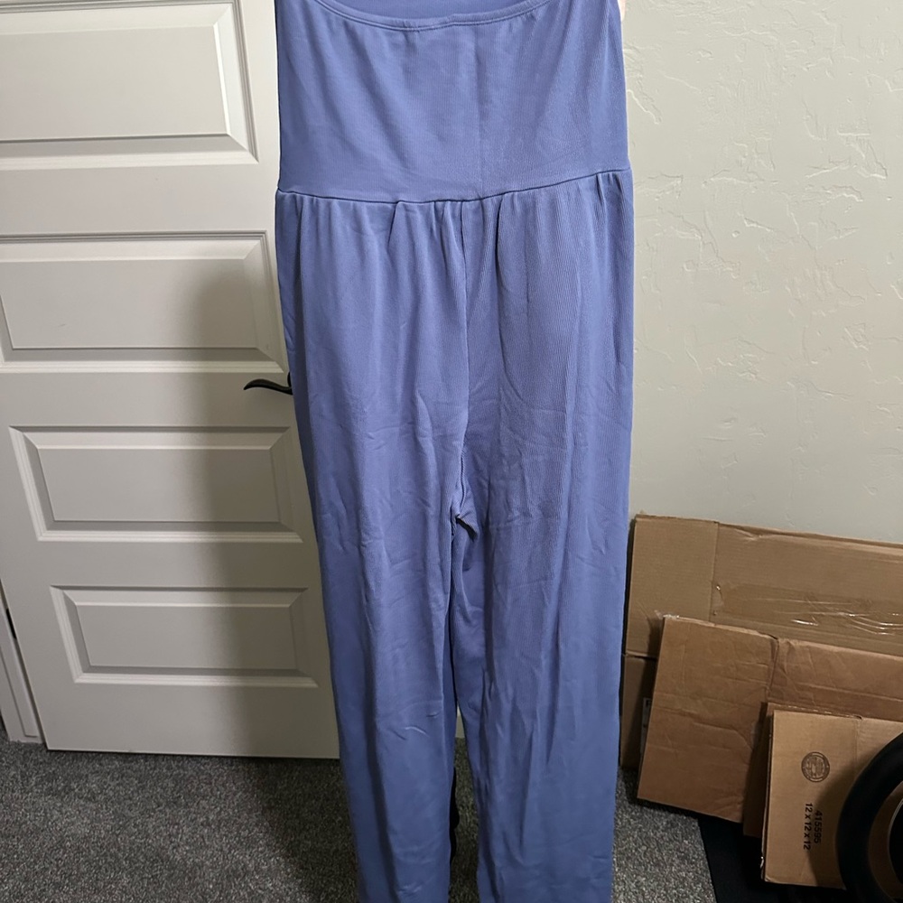 OQQ Blue Ribbed Top - Picture 3 of 3